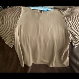 Tan Pleated Sleeved Blouse